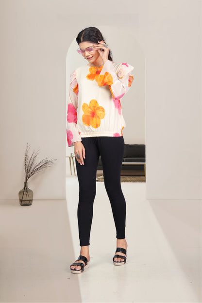 Women Viscose Georgette flower printed Top