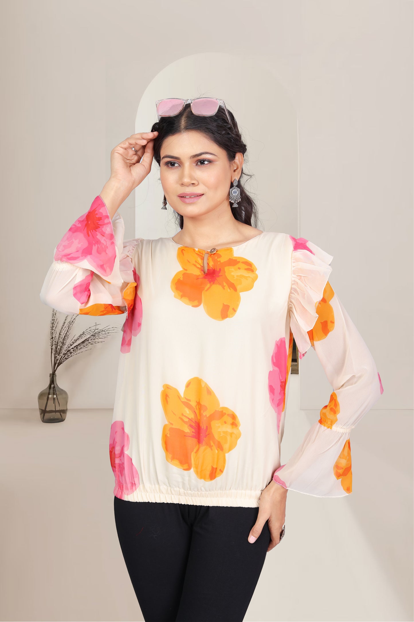 Women Viscose Georgette flower printed Top