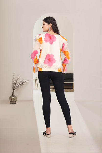 Women Viscose Georgette flower printed Top