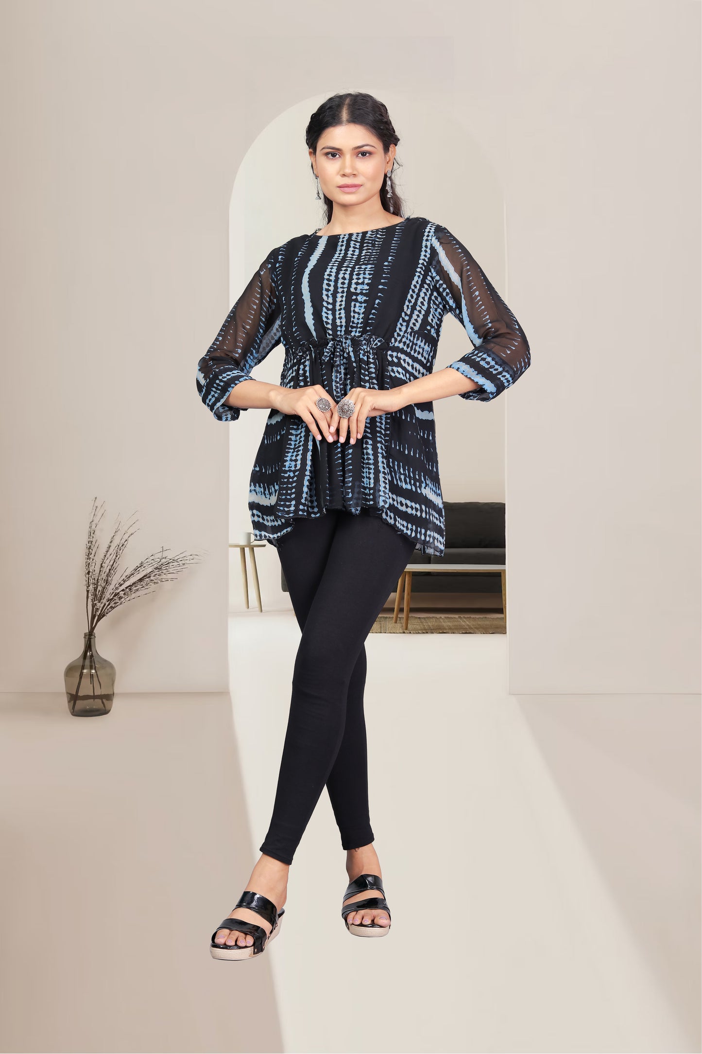 Chain Printed Georgette Ethnic Top