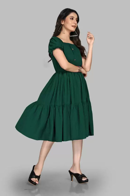 Women Fit and Flare Green Dress