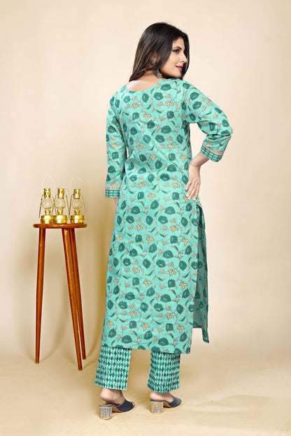 Women's Printed Cotton kurta With pant