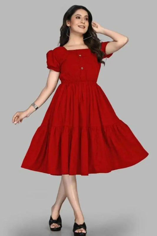 Women Fit and Flare Red Dress