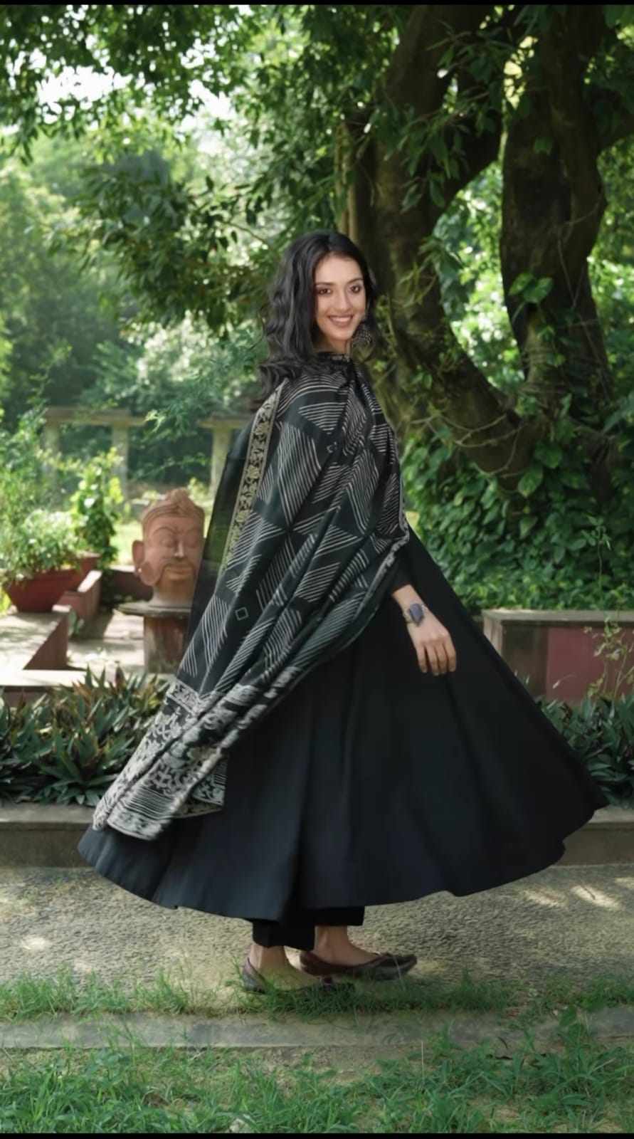 Black Color Georgette Base Gown with Pant and Dupatta