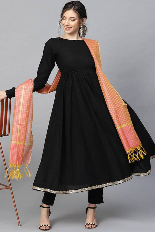 Woma Black  kurta with Pant and Dupatta