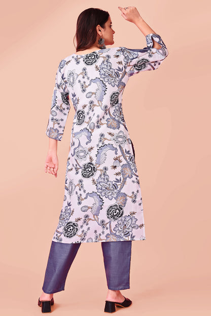 Woman digital printed cotton kurti pant