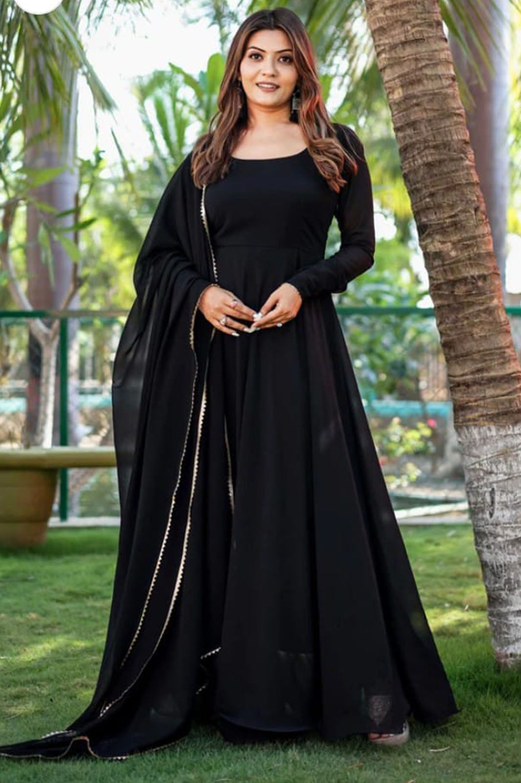 Black Simple flair gown