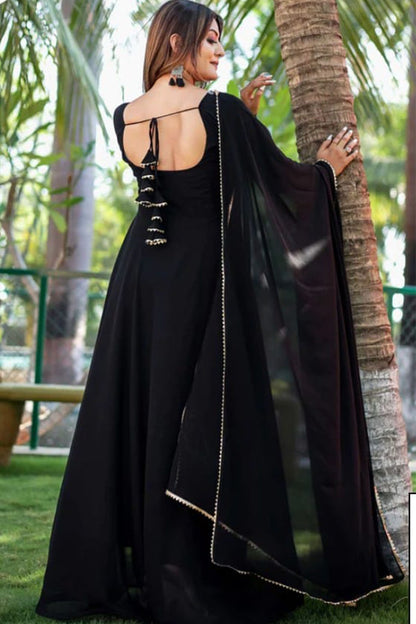 Black Simple flair gown