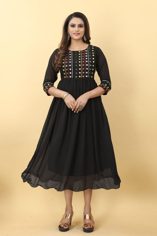 Black Embroidered  dress work