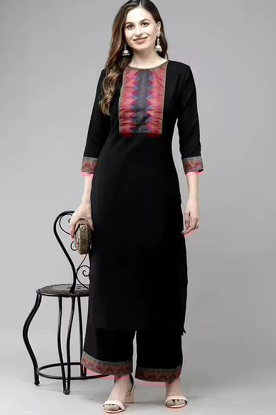 Buy Black Color Cotton Fabric Straight Pant Suit Online - SALA2717 |  Appelle Fashion