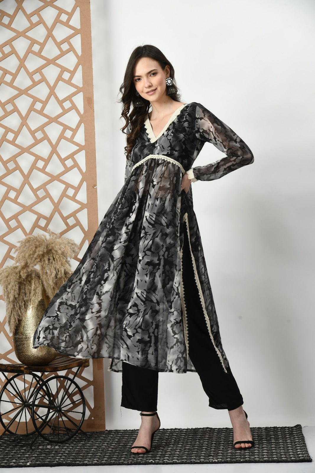 Black Georgette  kurta with botttom