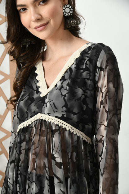 Black Georgette  kurta with botttom