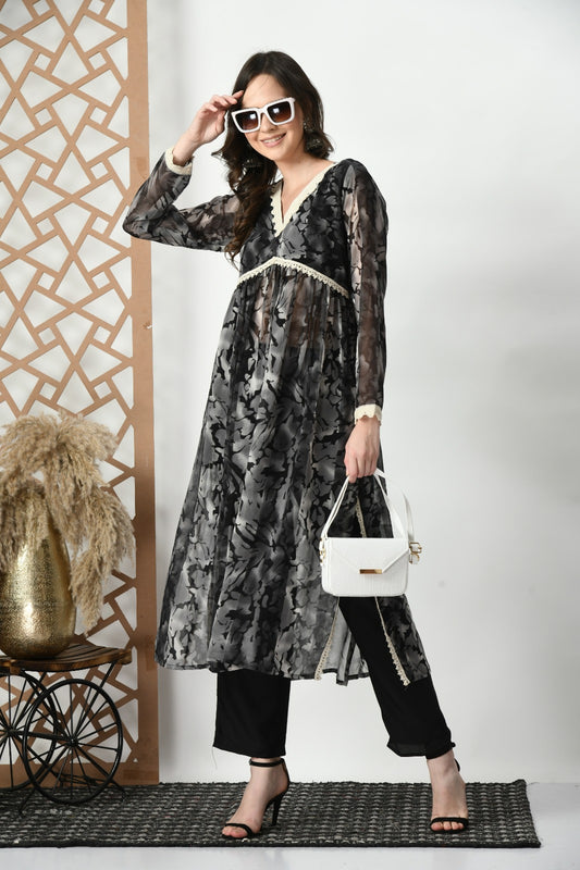 Black Georgette  kurta with botttom