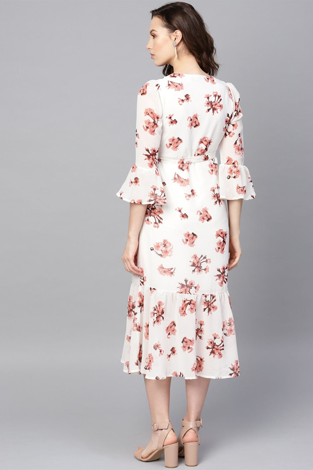 White Floral printed partywear