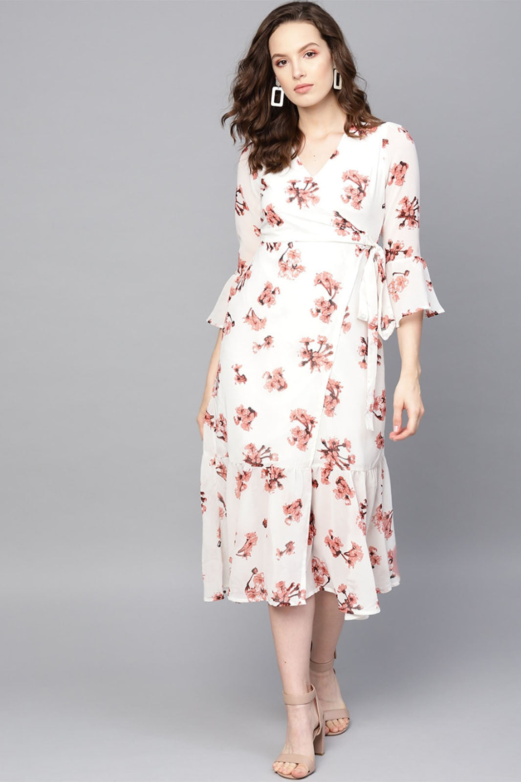 White Floral printed partywear