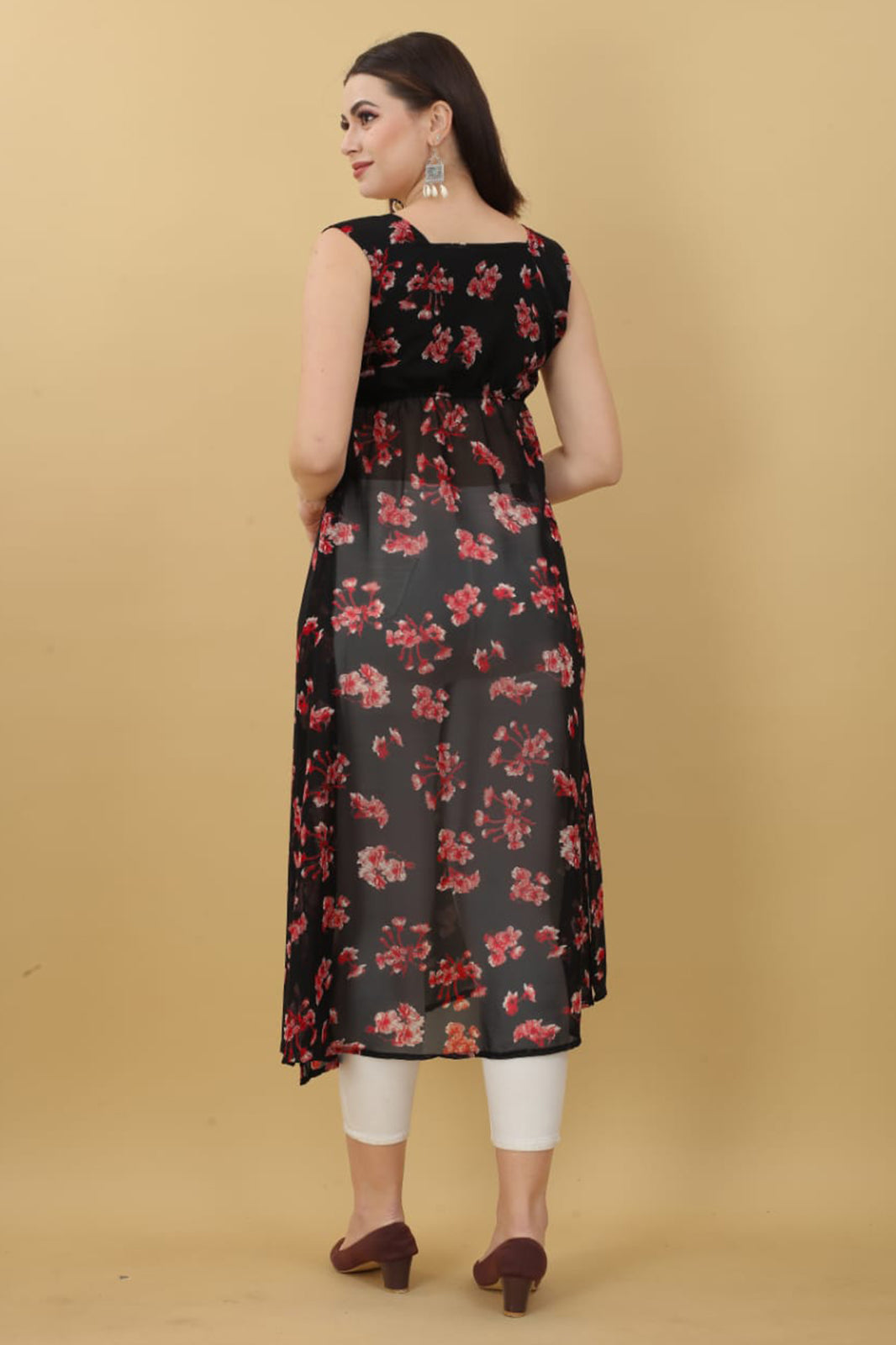 Black Georgette Printed Kurti