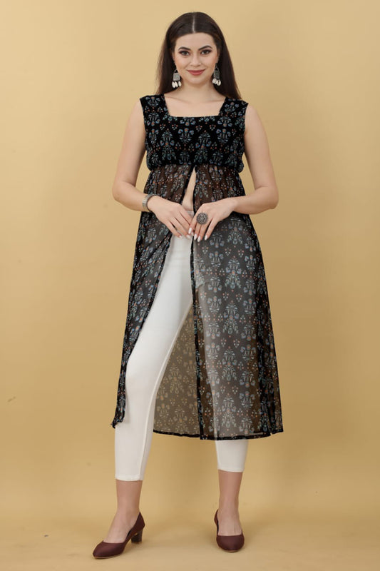 Black kurti printed