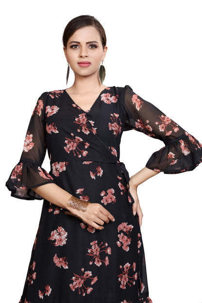 Black Floral printed partywear