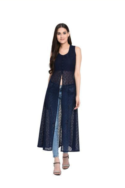 NavyBlue  Net Calf-length kurti