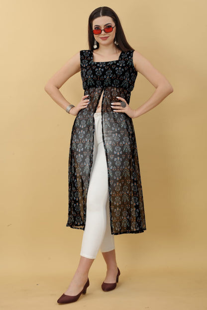 Black kurti printed