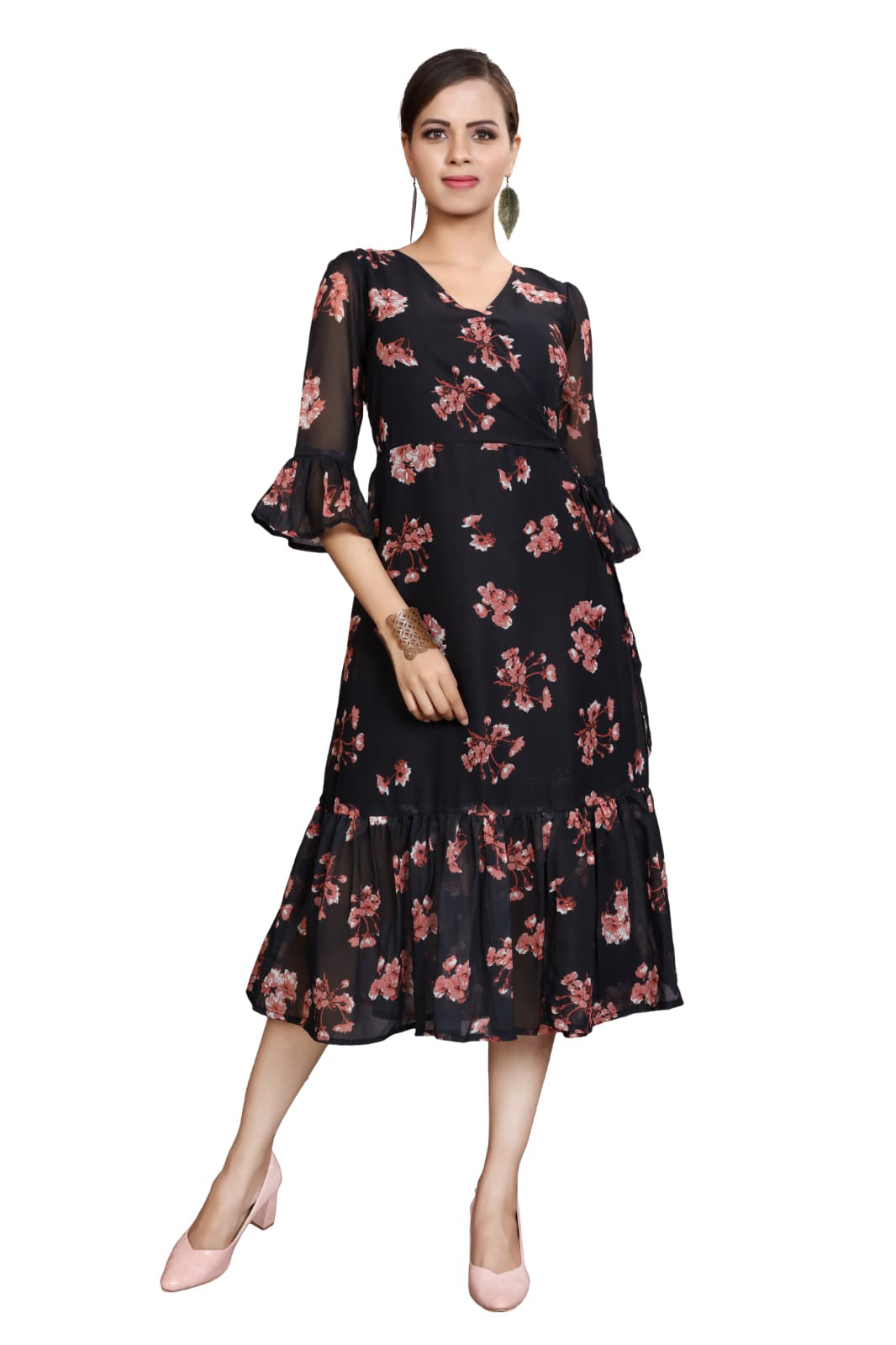 Black Floral printed partywear