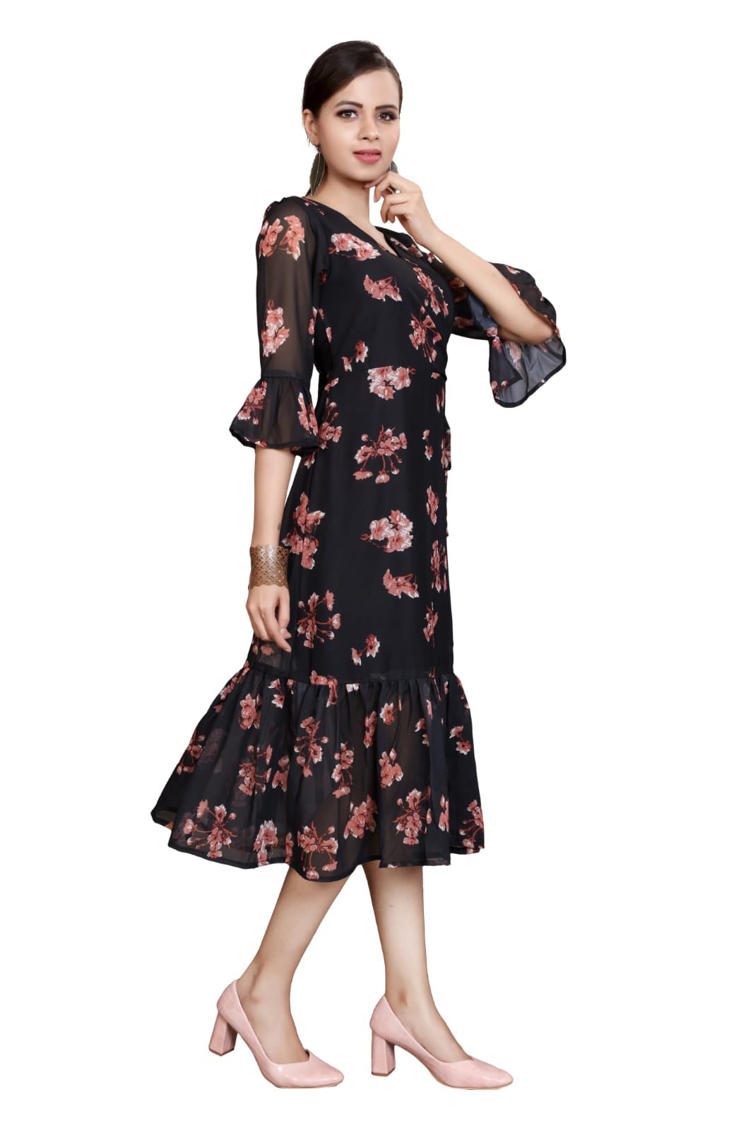 Black Floral printed partywear