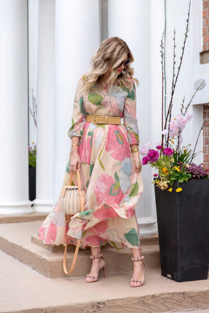 Georgette floral print maxi western Party wear dress