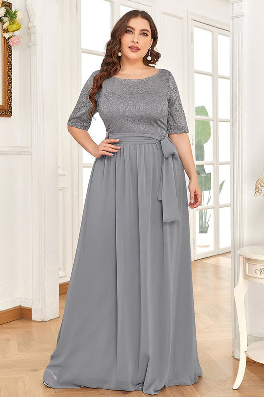 Grey Fancy Georgette Long Gown