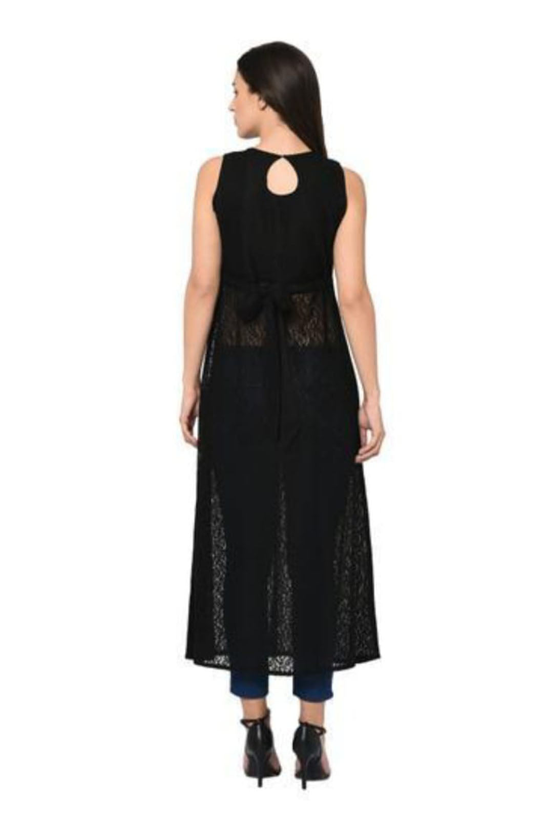 Black Net Calf-length kurti