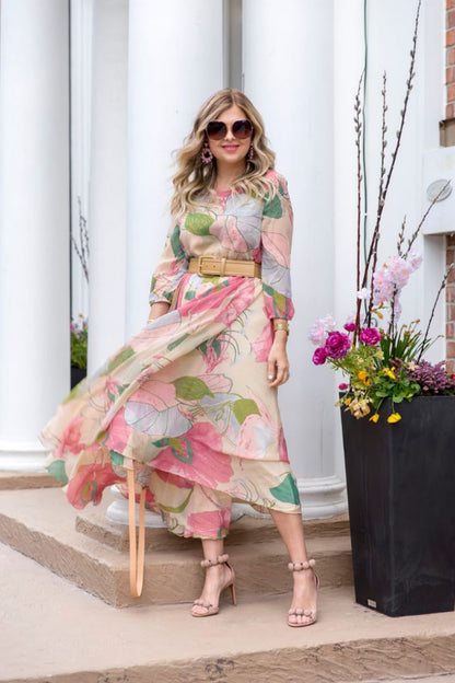 Georgette floral print maxi western Party wear dress