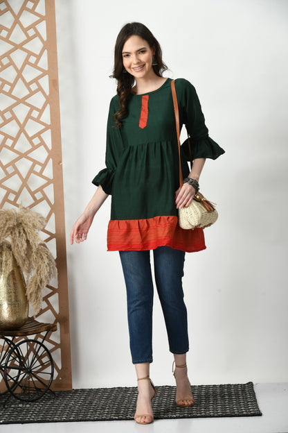 Green Long Tops & Tunics