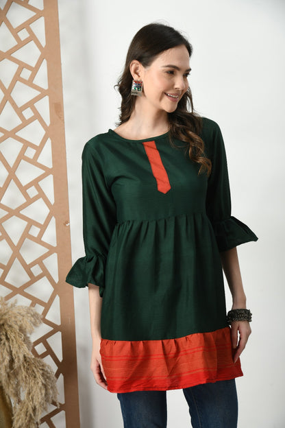 Green Long Tops & Tunics