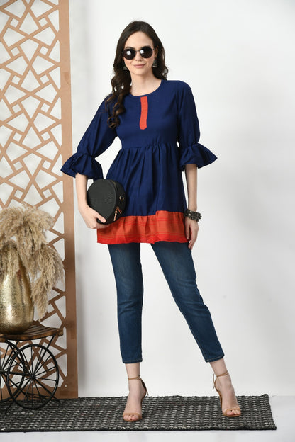 Blue Long Tops & Tunics