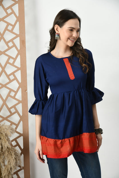 Blue Long Tops & Tunics