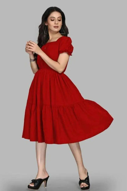 Women Fit and Flare Red Dress