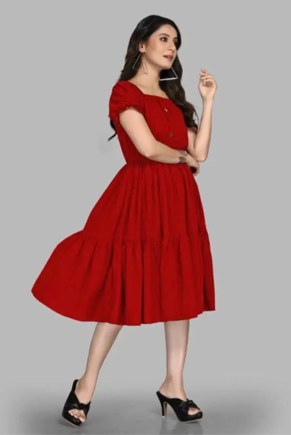 Women Fit and Flare Red Dress