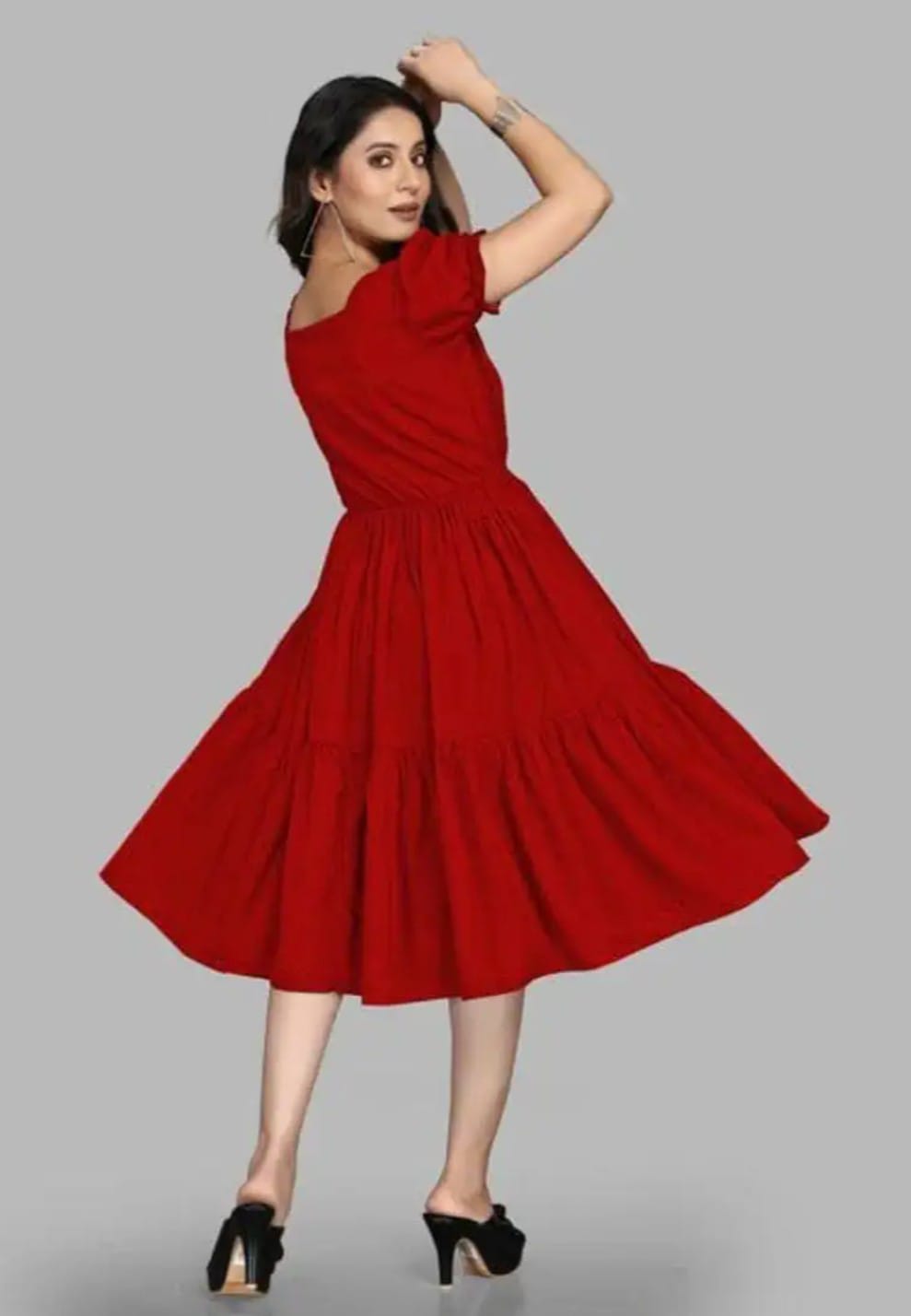 Women Fit and Flare Red Dress