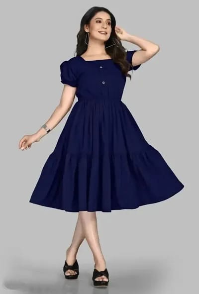 Women Fit and Flare Blue Dress