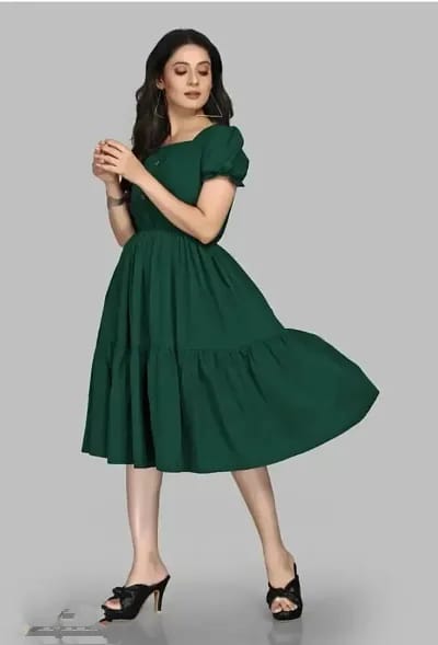 Women Fit and Flare Green Dress