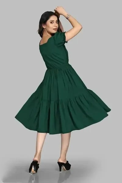 Women Fit and Flare Green Dress