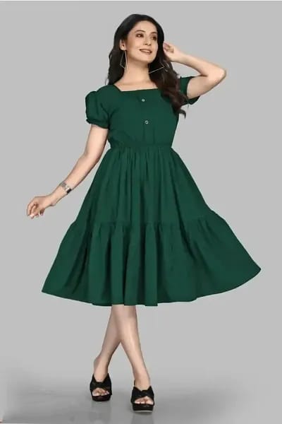 Women Fit and Flare Green Dress