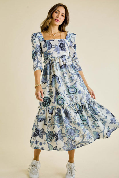 Blue Vintage Floral Dress