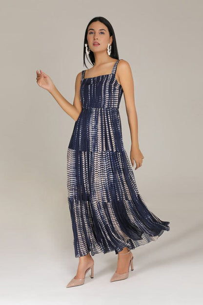 Black chain print fancy maxi