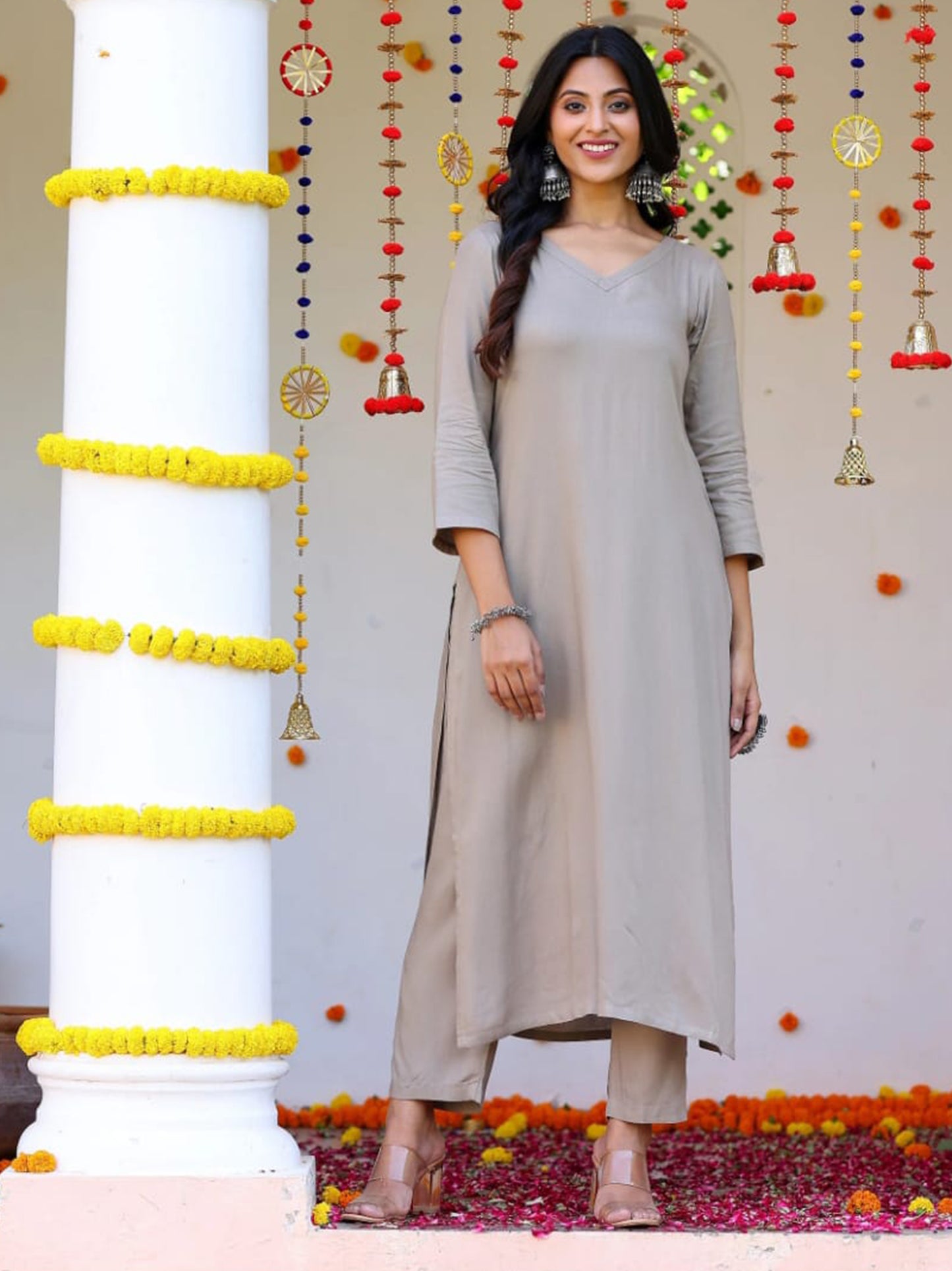 Cotton Plain Kurti Pant With Printed Dupatta