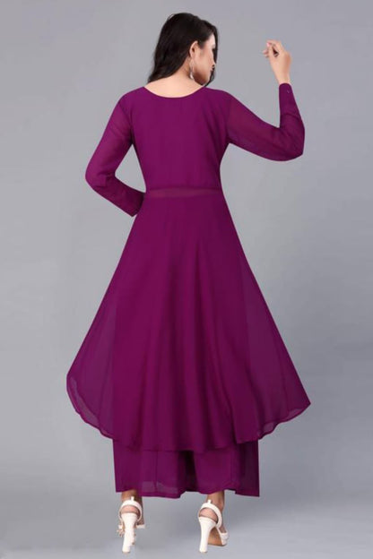 purple Georgette Dress set