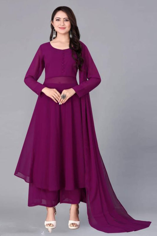 Purple Georgette Dress set