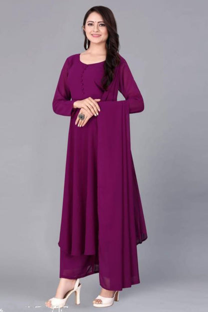 purple Georgette Dress set