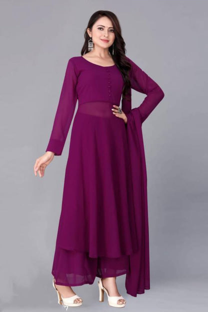 purple Georgette Dress set